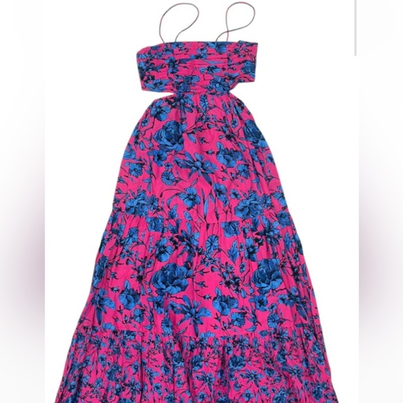 Floral Pink & Blue Playa Lucila Cutout Maxi Dress party resort spring $150 boho - Picture 8 of 8